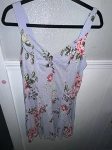 FOREVER 21 Light Blue Floral Print Mini Dress Women's Fits Large - Picture 1 of 8