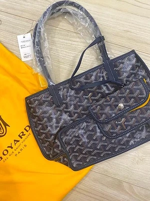 Goyard Anjou Mini Bolso de Mano Bolsa Azul Marino Cartera de Mano Reversible Mujer Auténtico Nueva Etiqueta Foto 1 de 4