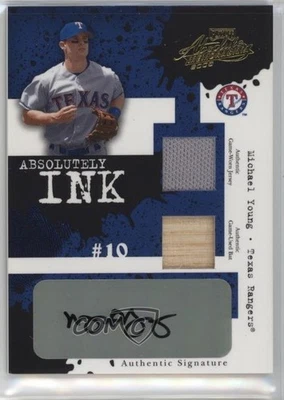 2005 Playoff Absolute Memorabilia Double Materials /25 Michael Young Auto - Image 1 of 2