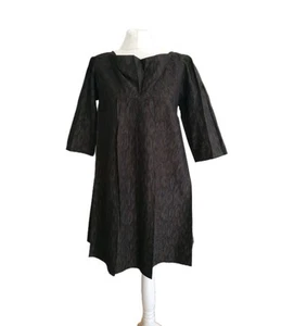 Cotelac Womens Grey Patterned Pleated Minimalist Sheath Tunic Dress-Size 2/UK 10 - Picture 1 of 16
