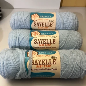 Sayelle Garn BABYBLAU Farbe Orlon 3-fädig Hergestellt in den USA - Menge 3-2 Unzen pro Stück - Bild 1 von 5