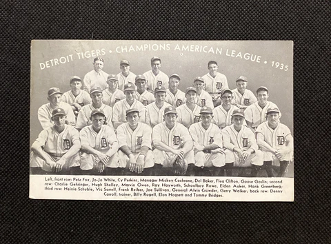 Vintage 1935 American League Champions Postcard Detroit Tigers/Dodge Brothers Cover