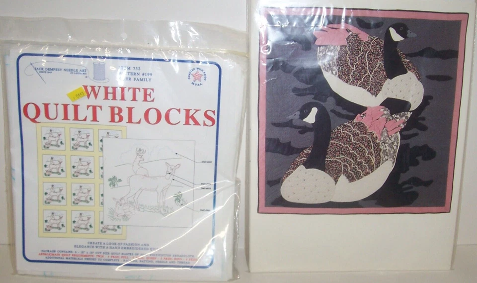 JDNA Deer Family 732 bordado 6 bloques de edredón borde de corte 1 ganso canadiense (A7 Foto 1 de 2