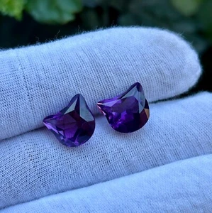 Natürlich Amethyst 11.05Ct Kätzchen Kopf Facettiert Cut Edelstein Für Paar Macht - Picture 1 of 4