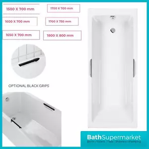 Twin Grip Handle Modern Bathroom Bath Tub CHROME-BLACK Grips Single Ended Sizes  - Picture 1 of 19