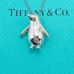 TIFFANY & Co. Pingüino Collar de Plata Esterlina Colgante Sin Caja - Imagen 1 de 6