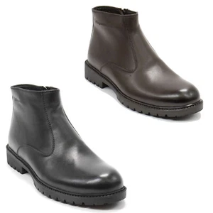 Elegantes Botas al tobillo para hombre Asti de punta lisa con cremallera lateral forradas de piel sintética - Imagen 1 de 16