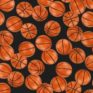 Campo da basket tessuto KAUFMAN su cotone nero 1/4 iarda 1372 - Foto 1 di 6