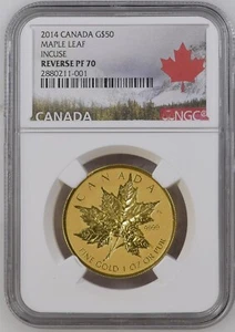 2014 Canada G$50 Maple Leaf Incuse Reverse Proof 1oz Gold Coin NGC PF70 Pop 31 - Picture 1 of 4