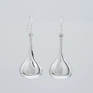 Large Teardrop Hook Earrings 45mm Drop Dangle Plain Polished 925 Sterling Silver - Picture 1 of 8