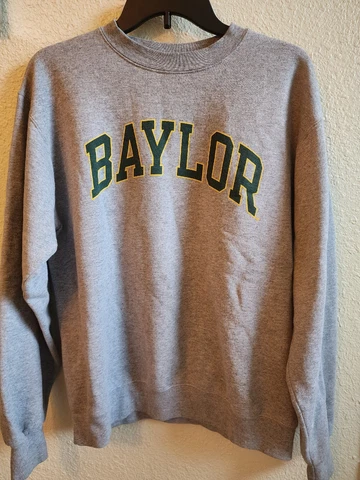 Baylor College Sweatshirt Mens Medium Gray Champion Fleece Pullover Sweater Cover