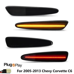 LED Smoked Front & Rear Side Marker Signal Lights For 2005-13 Chevy Corvette C6 - Foto 1 di 11