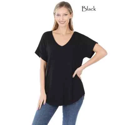 Camiseta Top Zenana LUXE MANGA PUÑO CUELLO EN V Talla L Foto 1 de 4