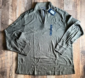 Chaps Big & Tall Men's Long Sleeve Cotton 1/4 Zip Pullover Green Size 2XLT NWT - Picture 1 of 3