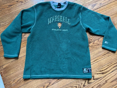 Vintage Starter Green Fleece Marshall Thundering Herd Sweatshirt Large Cover