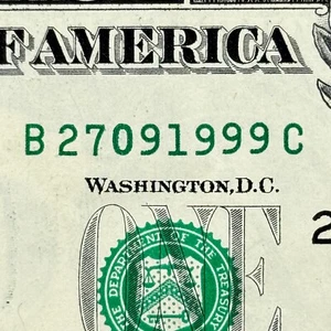 27th of September 1999 Birthday Dollar Anniversary Fancy Serial Number Dollar - Picture 1 of 3