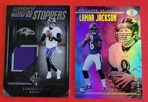 LAMAR JACKSON WORN JERSEY CARD #d38/49 + 2018 ILLUSIONS ROOKIE #d60/75 RAVENS - - Bild 1 von 6