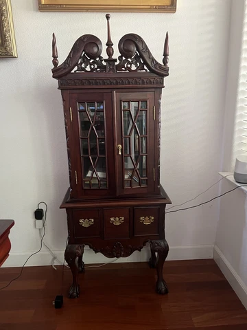 Antique Chippendale Style Mahogany Display Cabinet Small Cover