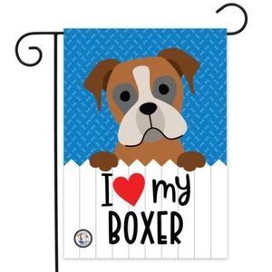 BOXER dog GARDEN FLAG I Love my Boxer double sided Yard decor - Picture 1 of 3