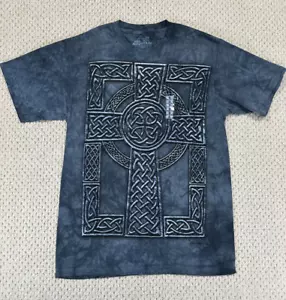 The Mountain T Shirt Mens S Gray Black Tie Dye Celtic Cross USA Print UNWORN - Picture 1 of 10