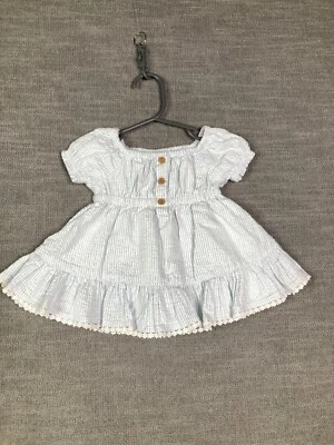 Vestido Tommy Bahama Niñas 3M 6M Meses Azul Rayas Calce y Acampanado Forrado Pullover Foto 1 de 4