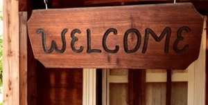 HAND MADE ENGRAVED WOODEN WELCOME SIGN Large 24” X 9” Rustic Country FAST SHIP - Picture 1 of 10