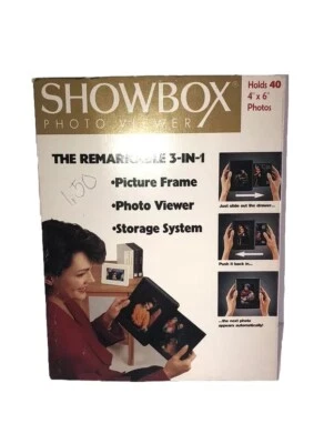 Visor de marco de fotos almacenamiento 3 en 1 para (40) fotos de 4"x6" vitrina vintage de colección Foto 1 de 4