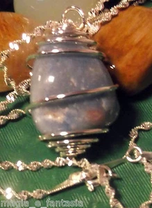 Collana con QUARZO BLU cristalloterapia zen chakra mineral argento pietre unisex - Picture 1 of 1