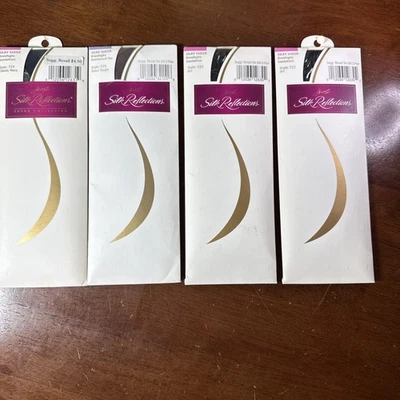 Paquete de 4 hasta la rodilla Hanes Silk Reflections de colección negro topo azul marino estilo 725 775 NUEVO Foto 1 de 4