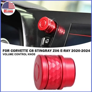 Para Corvette C8 2020-2025 consola central volumen control audio perilla de alimentación roja EE. UU. - Imagen 1 de 17