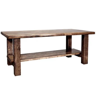 Homestead Collection Coffee Table w/ Shelf, Stain & Clear Lacquer Finish Wood - Image 1 of 4