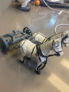 Antique Cast Iron REPLACEMENT HORSES for Cast Iron Toys Pulling a Cart 5”T 8” L - Picture 1 of 9