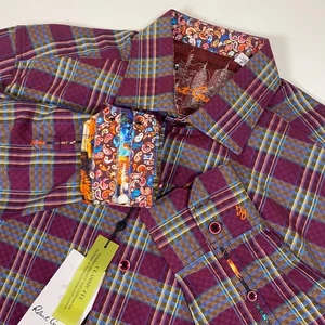 NWT Robert Graham Purple Plaid Button Down Shirt Embroidered Classic Fit $225 - Picture 1 of 10