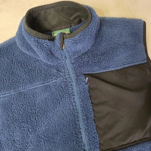 LL Bean Mens Large Blue Sherpa Vest Jacket Polartec Fleece Coat Outdoor Hiking - Picture 1 of 13