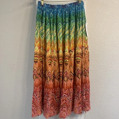 De colección NUEVA Maxi Falda Phool Para Mujer L Multicolor Midi Arco Iris Boho Colorida India Foto 1 de 4