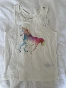 Gap Kids Girls Organic Cotton Rainbow Watercolor Unicorn Tank Top Size M NWT - Picture 1 of 5