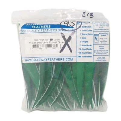 95 Count Gateway Feathers 5" Left Wing: Parabolic Forest Green 500LPSGN - Image 1 of 2
