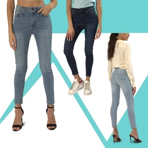 Damen Lily Lola Mid Rise Skinny Stretch Jeans - Slim Fit Denim Hose - Bild 1 von 8