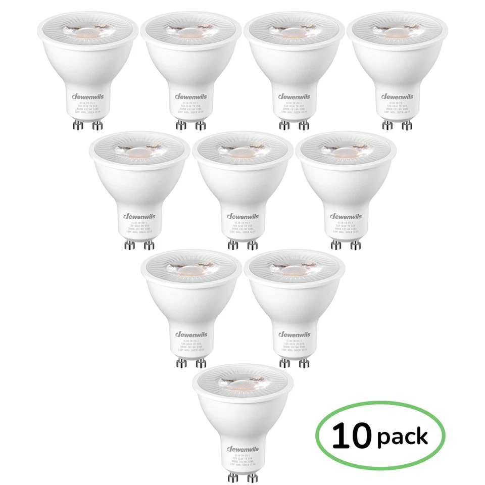 Dewenwils 10-pack Gu10 LED Dimmable Bulb Warm White Track Light Bulb 3000k
