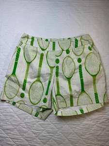 Holly Shae Womens Tennis Racquet Print Taylor Shorts Green Court Couture Small - Picture 1 of 7