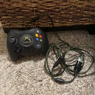 Tested Original Xbox OEM Duke Type Black OG Controller with Breakaway Cable - Image 1 of 3