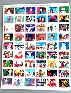 1975 sigilli di Natale, Children of America. Foglio completo di 54, inutilizzato O.G. - Foto 1 di 1
