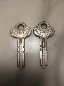 2 Vintage CORBIN CABINET Lock Co. FLAT KEYS (1) BGL2 & (1) BGL3 - Picture 1 of 3