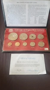 1980 Coinage of Papua New Guinea Franklin Mint Set 9 Coins - Picture 1 of 2
