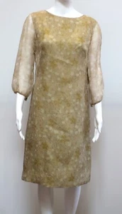 RETRO 1960s CHIFFON COCKTAIL COLUMN DRESS GOWN SIZE 8 - Picture 1 of 4