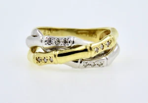 Diamonds 0.12ct. Yellow Gold 18k. & Platinum 900 Band UK Ring Size K 1/2 ,USA 5 - Picture 1 of 2