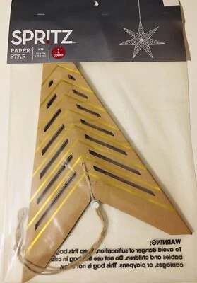 Estrella de Papel Grande 30" Colgante Decoración 3D 76cm Natural y Dorado GRANDE Foto 1 de 4