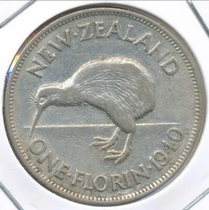 New Zealand 1940 Florin George VI (Silver) - Very Fine - Bild 1 von 3