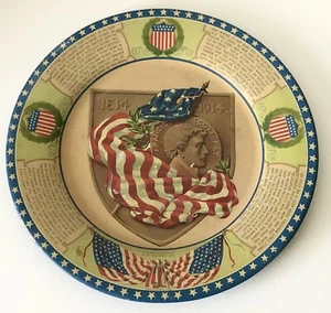 Antike Francis Scott Schlüssel Flagge CD Kenny Kaffee Tee Werbung Blech Litho Teller - Bild 1 von 8