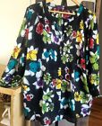 2X Retro Floral Blouse Top Shirt Button Down Spring Pleated